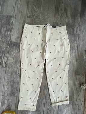 NWT - Talbots Cream Embroidered Women’s Chino Pants